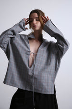 Cargar imagen en el visor de la galería, TOP KAI - TALLA S/M - GRIS CUADROS

