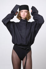 Cargar imagen en el visor de la galería, CAMISA NEKKU - TALLA S/M - NEGRA TEXTURA RAYAS
