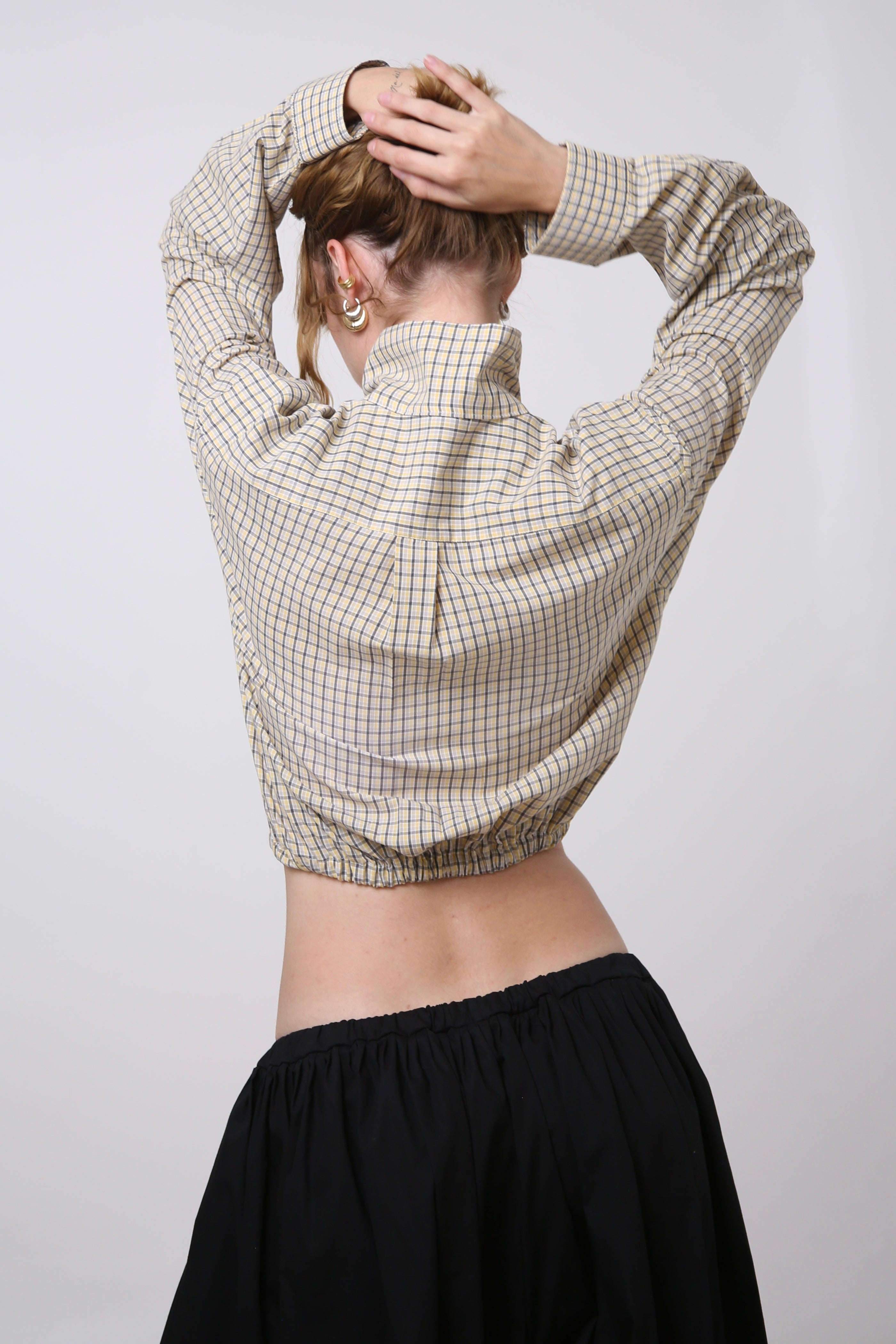 CAMISA NEKKU - TALLA S/M - AMARILLA CUADROS