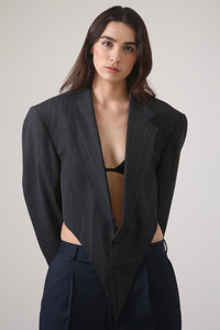 BLAZER KOTA - TALLA L - GRIS OXFORD RAYAS