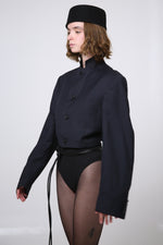 Cargar imagen en el visor de la galería, BLAZER JIN - TALLA S - AZUL MARINO RAYAS
