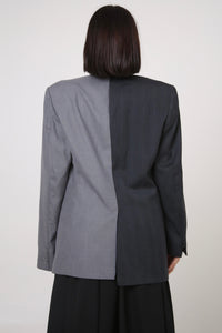 BLAZER DU - TALLA S - MITAD GRIS CLARO y GRIS OSCURO RAYA DIPLOMÁTICAS