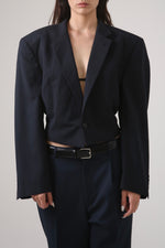 Cargar imagen en el visor de la galería, BLAZER - TALLA M - AZUL MARINO RAYA DIPLOMÁTICA
