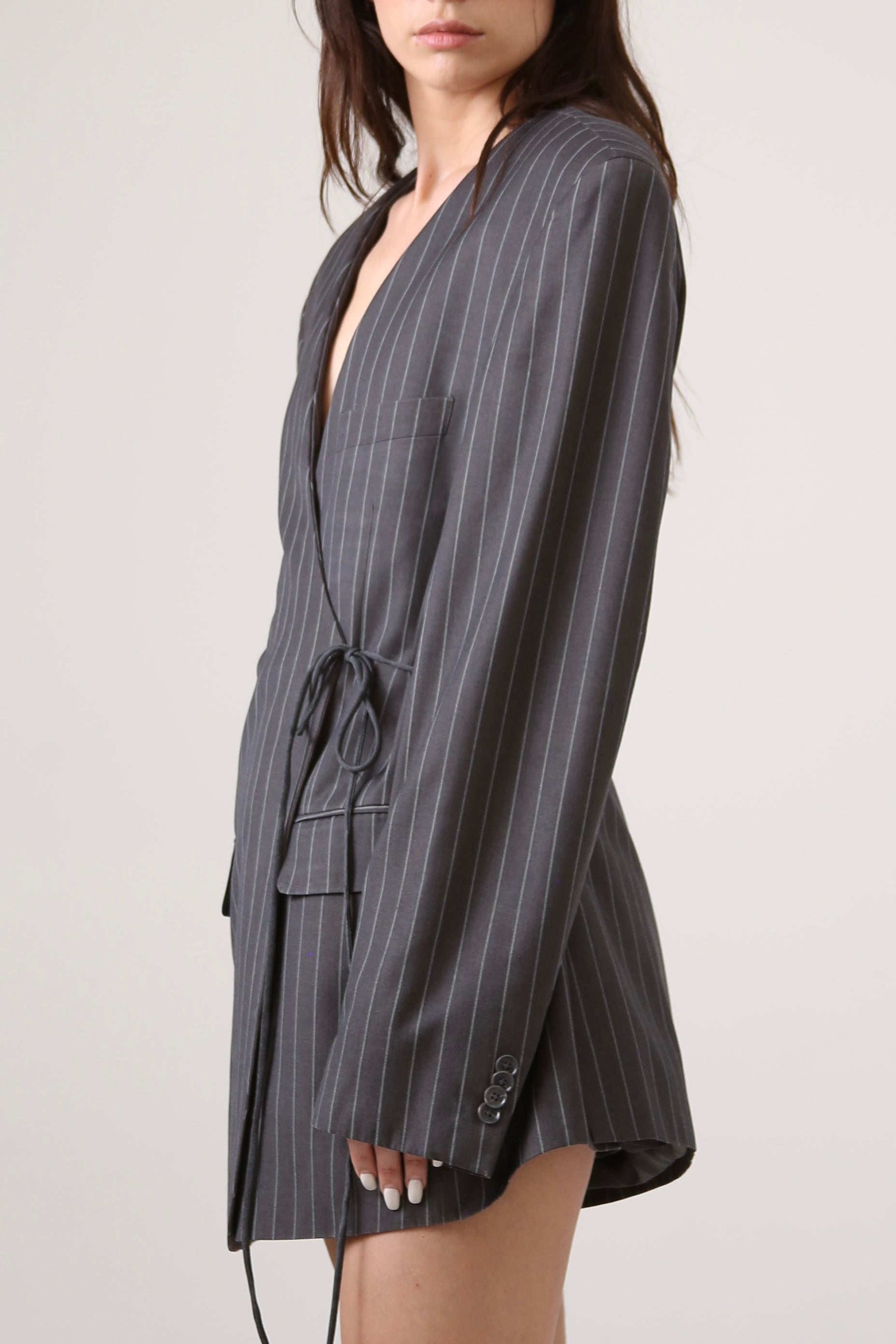 BLAZER KIMONO - TALLA L - GRIS RAYA DIPLOMÁTICA