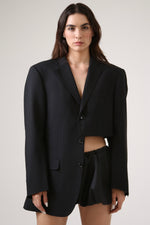 Cargar imagen en el visor de la galería, BLAZER SOMA - TALLA M - NEGRO RAYA DIPLOMÁTICA
