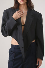 Cargar imagen en el visor de la galería, BLAZER KOTA - TALLA L - GRIS OXFORD RAYAS
