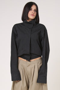 CAMISA NEKKU - TALLA M - NEGRA RAYAS BLANCAS