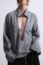Cargar imagen en el visor de la galería, TOP KAI - TALLA S/M - GRIS CUADROS
