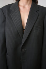 Cargar imagen en el visor de la galería, BLAZER ENSO - TALLA M - GRIS OXFORD TEXTURA RAYAS
