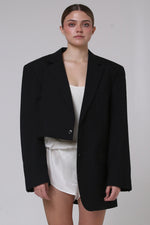 Cargar imagen en el visor de la galería, BLAZER SOMA - TALLA M - NEGRO RAYAS
