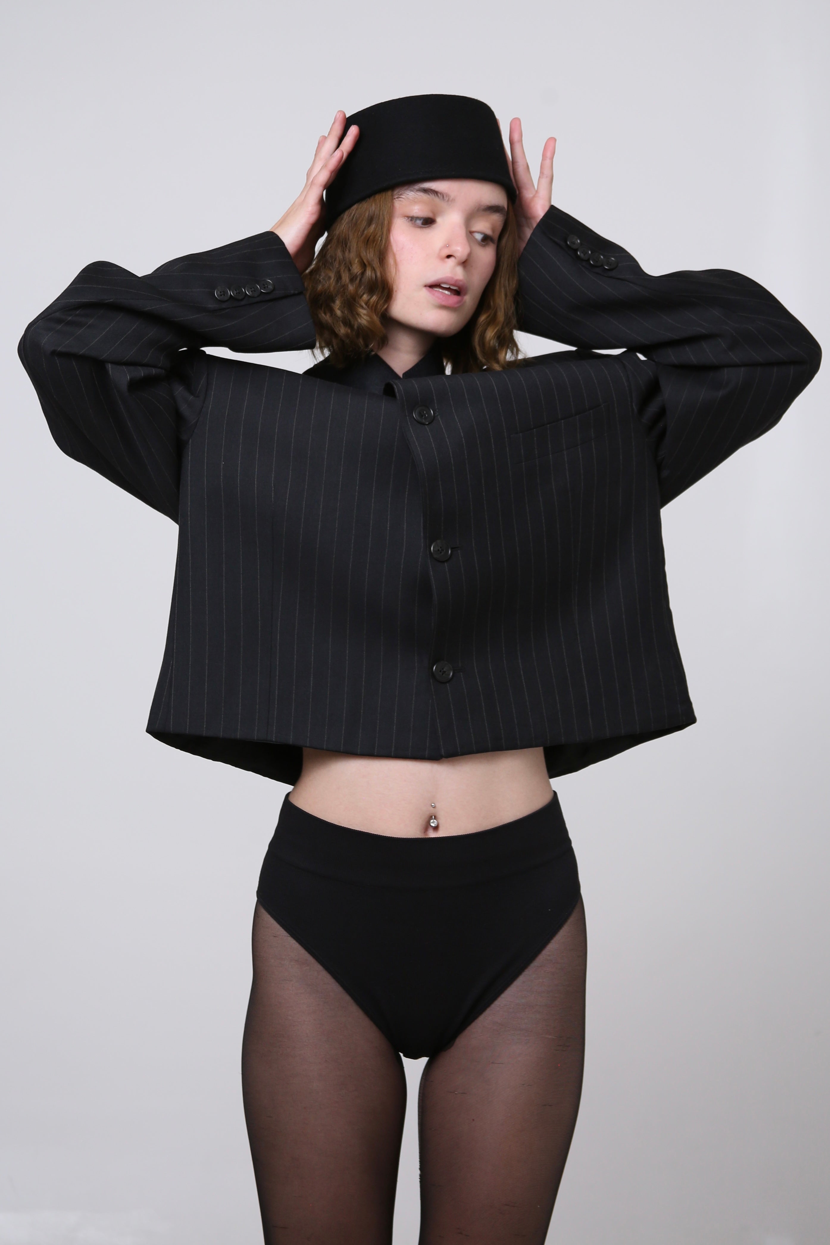 BLAZER JUN - TALLA M/L - GRIS OXFORD RAYAS DIPLOMÁTICAS