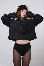 Cargar imagen en el visor de la galería, BLAZER JUN - TALLA M/L - GRIS OXFORD RAYAS DIPLOMÁTICAS
