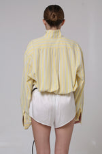 Cargar imagen en el visor de la galería, CAMISA NEKKU - UNITALLA - AMARILLA RAYAS BLANCAS CON AZUL
