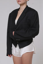 Cargar imagen en el visor de la galería, BLAZER KEI - TALLA M/L - GRIS OXFORD RAYAS
