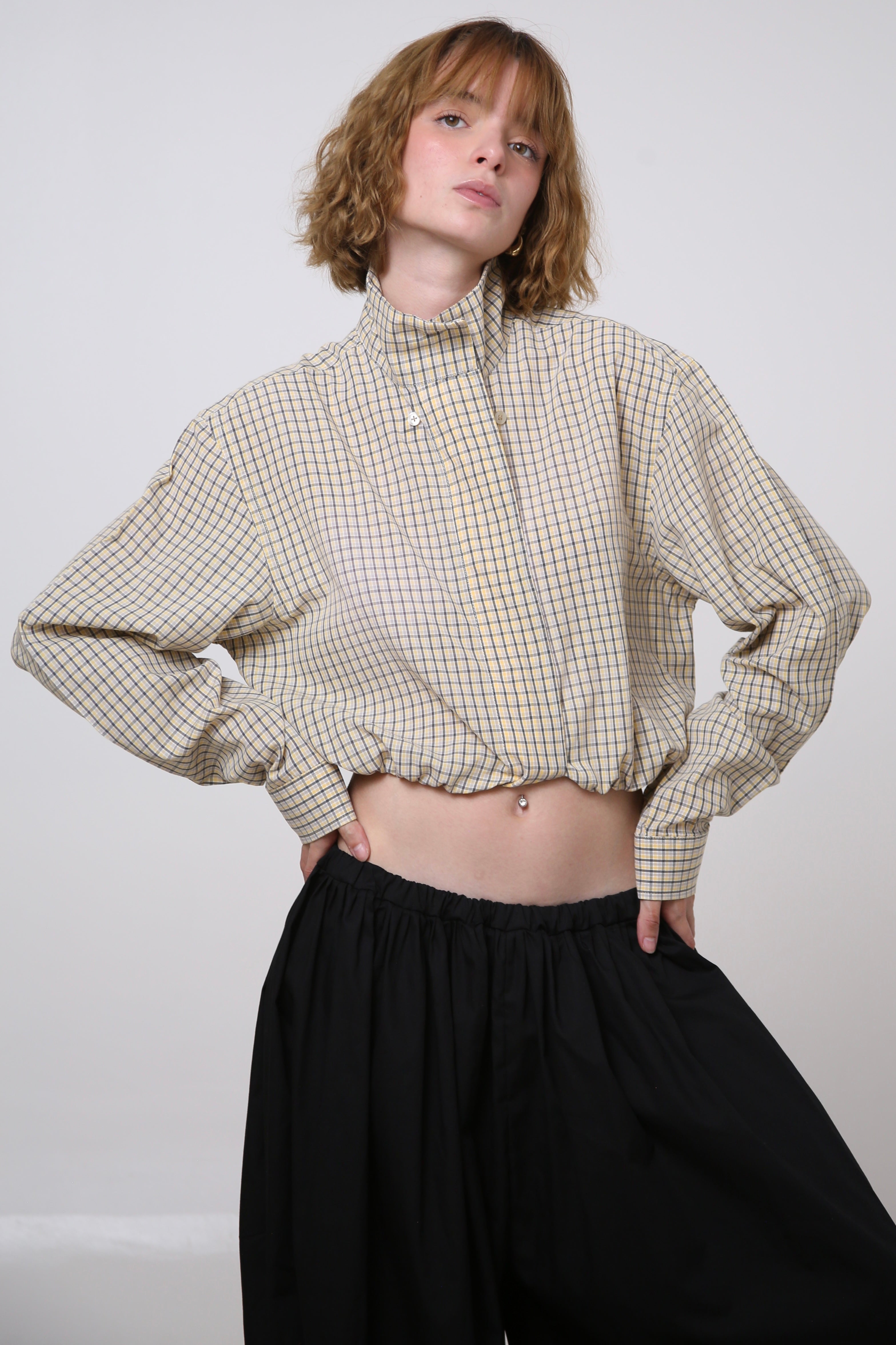 CAMISA NEKKU - TALLA S/M - AMARILLA CUADROS