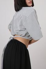 Cargar imagen en el visor de la galería, CAMISA MUSUBI - TALLA S - BLANCA CUADROS GRISES
