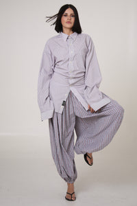 CAMISA YUNA - TALLA M - RAYAS AZULES Y ROJAS