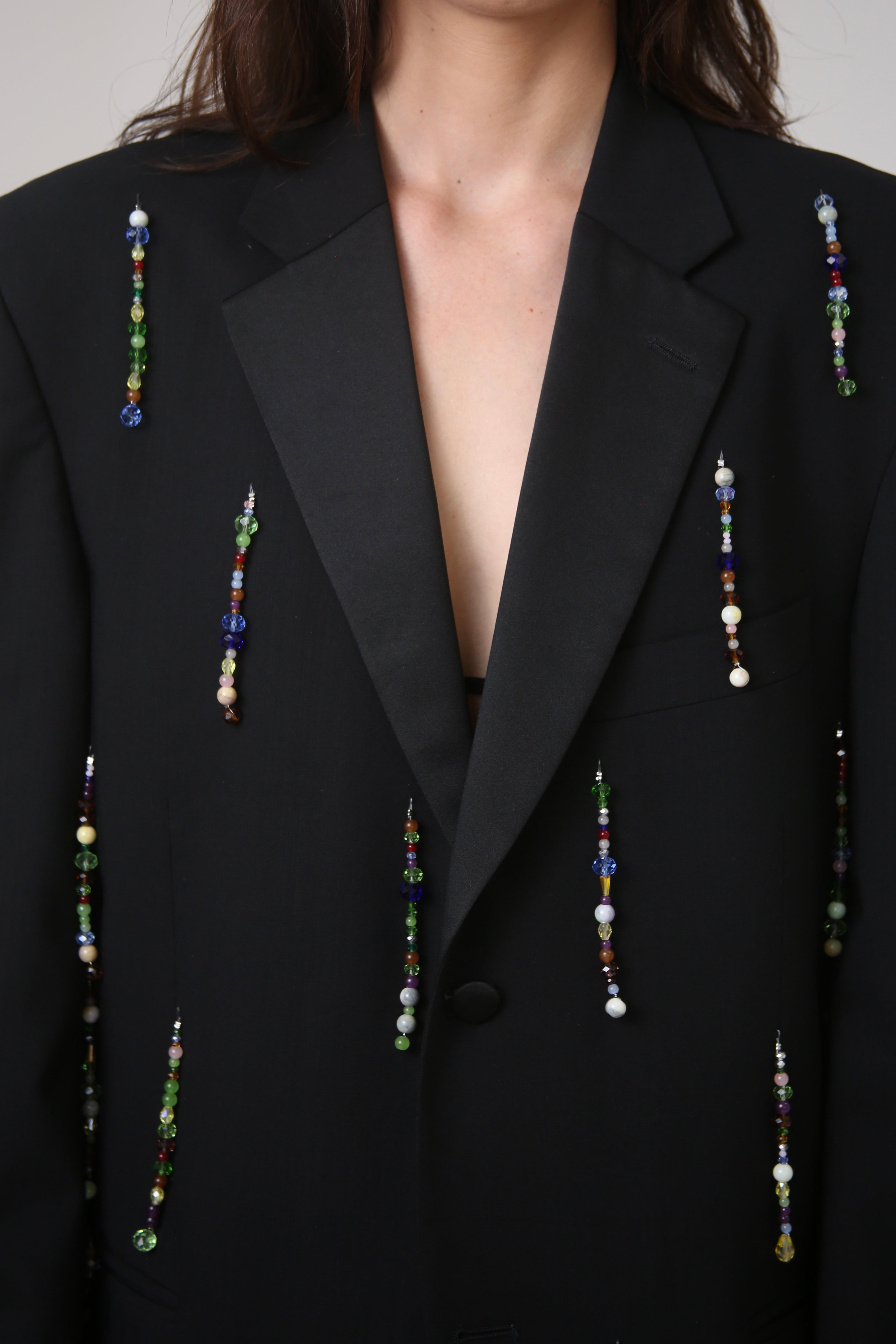 BLAZER MAI - TALLA S - NEGRO SOLAPA SATINADA