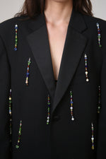 Cargar imagen en el visor de la galería, BLAZER MAI - TALLA S - NEGRO SOLAPA SATINADA
