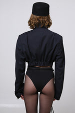 Cargar imagen en el visor de la galería, BLAZER JIN - TALLA S - AZUL MARINO RAYAS
