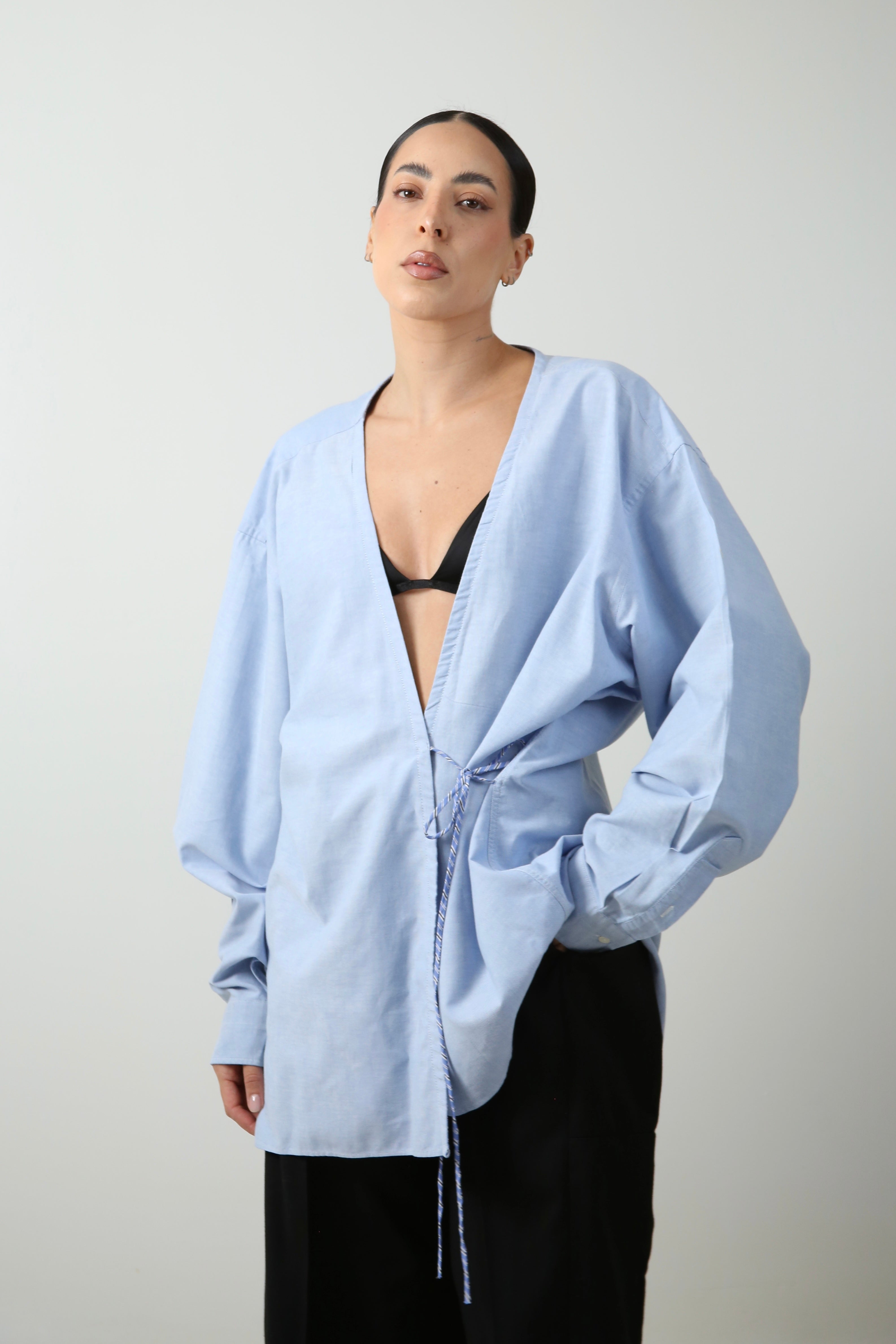 CAMISA KIMONO - TALLA L - AZUL