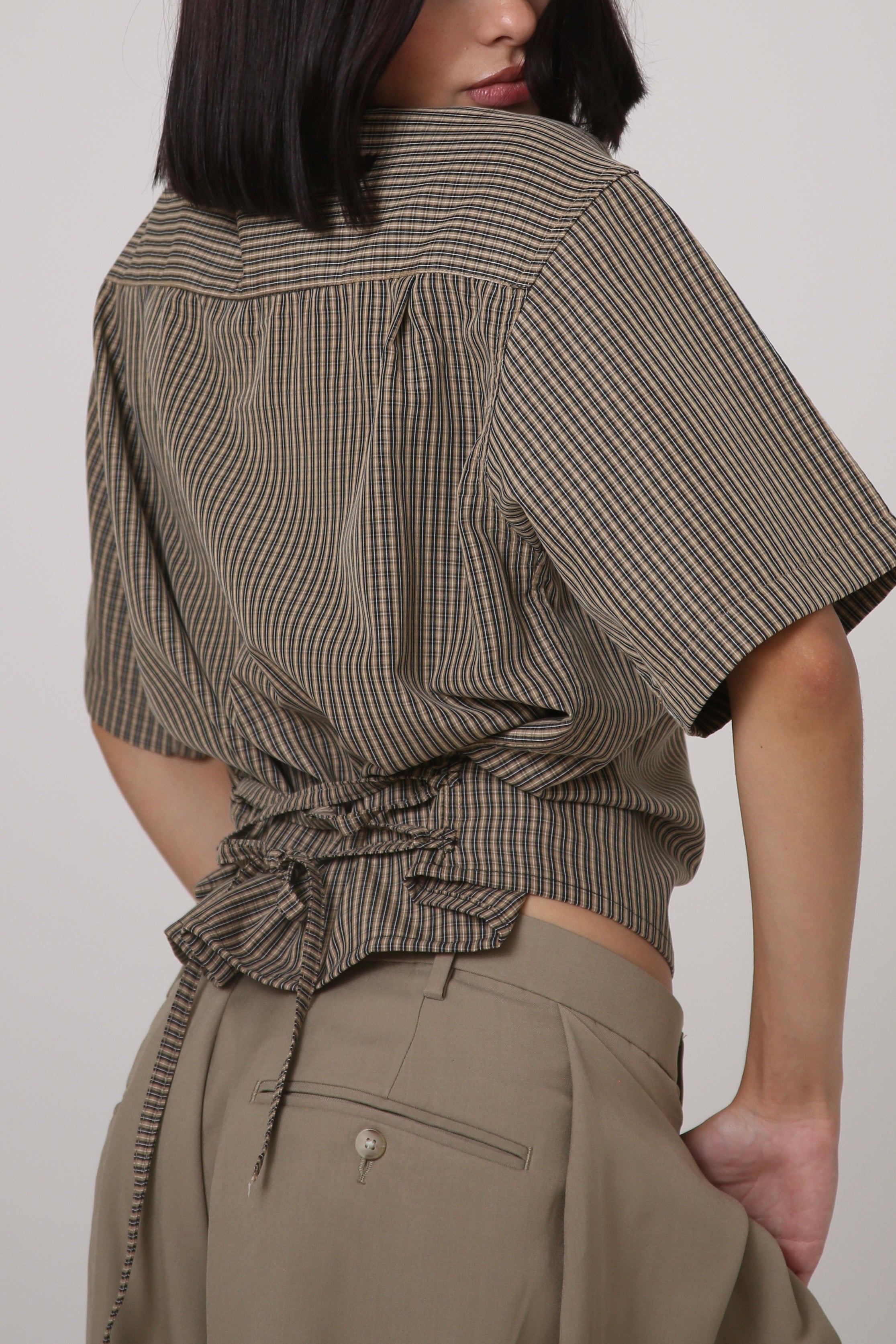 CAMISA KURO - TALLA M - BEIGE CUADROS