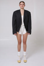 Cargar imagen en el visor de la galería, BLAZER KEI - TALLA M/L - GRIS OXFORD RAYAS
