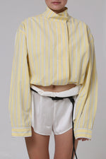 Cargar imagen en el visor de la galería, CAMISA NEKKU - UNITALLA - AMARILLA RAYAS BLANCAS CON AZUL
