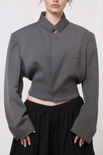 Cargar imagen en el visor de la galería, BLAZER KEI - TALLA M - GRIS TEXTURA RAYAS
