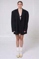 Cargar imagen en el visor de la galería, BLAZER ENSO - TALLA L - AZUL MARINO RAYAS
