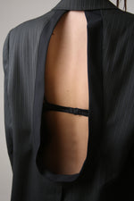 Cargar imagen en el visor de la galería, BLAZER ENSO - TALLA M - GRIS OXFORD TEXTURA RAYAS

