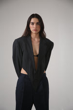Cargar imagen en el visor de la galería, BLAZER KOTA - TALLA L - GRIS OXFORD RAYAS
