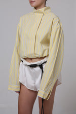 Cargar imagen en el visor de la galería, CAMISA NEKKU - UNITALLA - AMARILLA RAYAS BLANCAS CON AZUL
