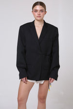 Cargar imagen en el visor de la galería, BLAZER KIMONO - MH X MITSA. - TALLA M - NEGRO
