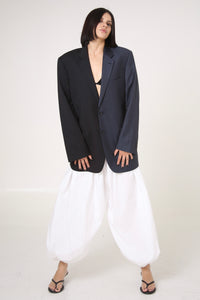 BLAZER DU - TALLA M - MITAD GRIS OXFORD Y AZUL RAYAS DIPLOMÁTICAS
