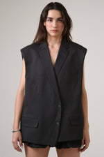 Cargar imagen en el visor de la galería, VEST HYO - TALLA M - GRIS OXFORD TEXTURA RAYAS
