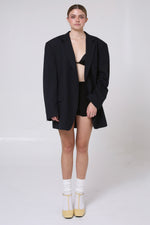 Cargar imagen en el visor de la galería, BLAZER ENSO - TALLA L - AZUL MARINO RAYAS
