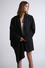 Cargar imagen en el visor de la galería, BLAZER MANTO - TALLA S/M - NEGRO TEXTURA RAYAS
