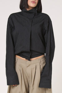 CAMISA NEKKU - TALLA M - NEGRA RAYAS BLANCAS