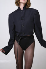 Cargar imagen en el visor de la galería, BLAZER JIN - TALLA S - AZUL MARINO RAYAS
