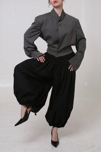 BLAZER KEI - TALLA M - GRIS TEXTURA RAYAS