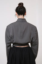 Cargar imagen en el visor de la galería, BLAZER KEI - TALLA M - GRIS TEXTURA RAYAS

