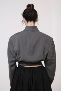 BLAZER KEI - TALLA M - GRIS TEXTURA RAYAS