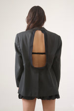 Cargar imagen en el visor de la galería, BLAZER ENSO - TALLA M - GRIS OXFORD TEXTURA RAYAS
