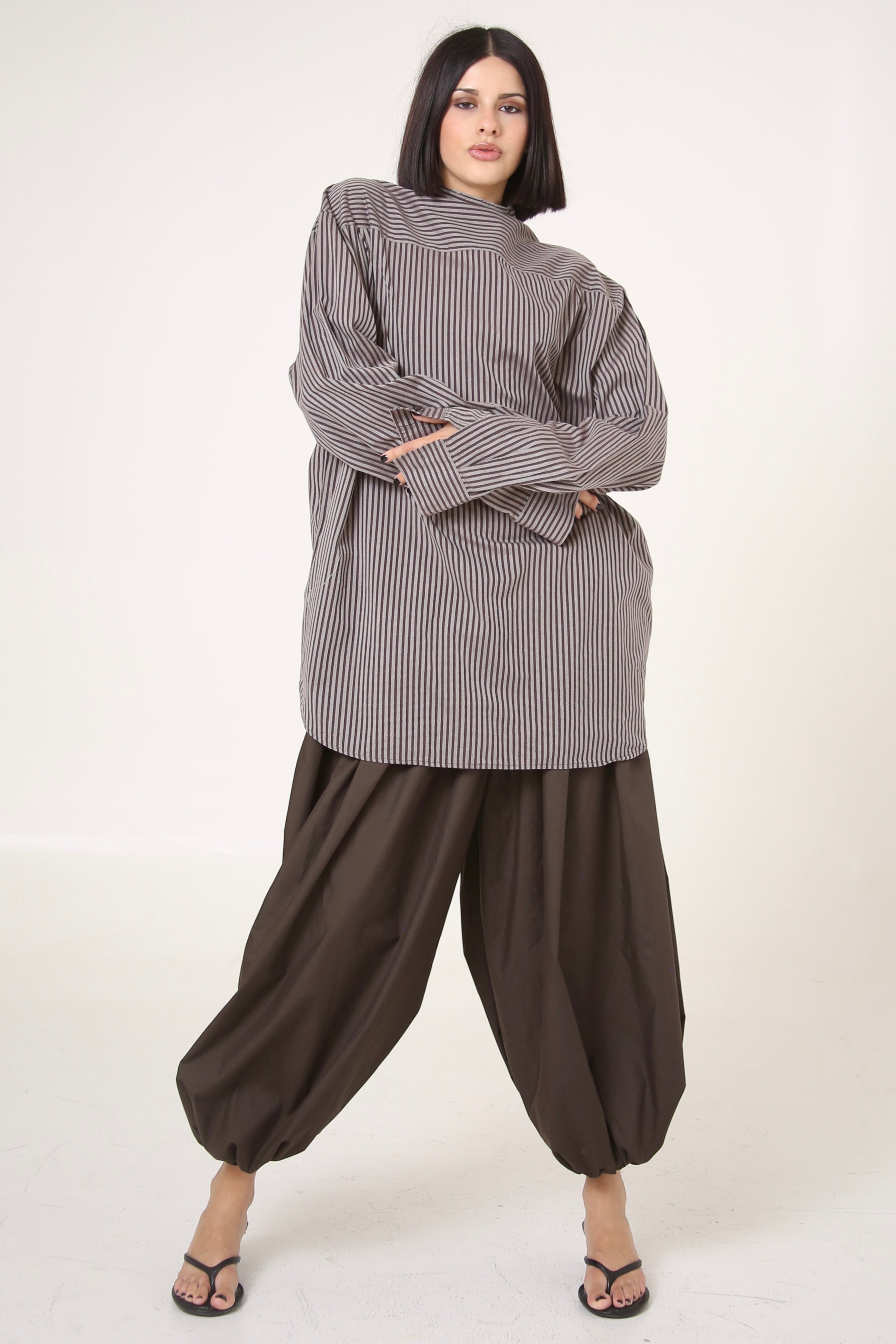 CAMISA ENSO - TALLA M - CAFE RAYAS