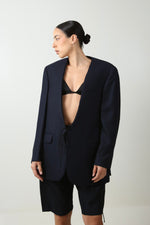 Cargar imagen en el visor de la galería, BLAZER KIMONO - TALLA M - AZUL MARINO
