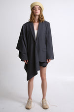Cargar imagen en el visor de la galería, BLAZER MANTO - TALLA S/M - GRIS OXFORD
