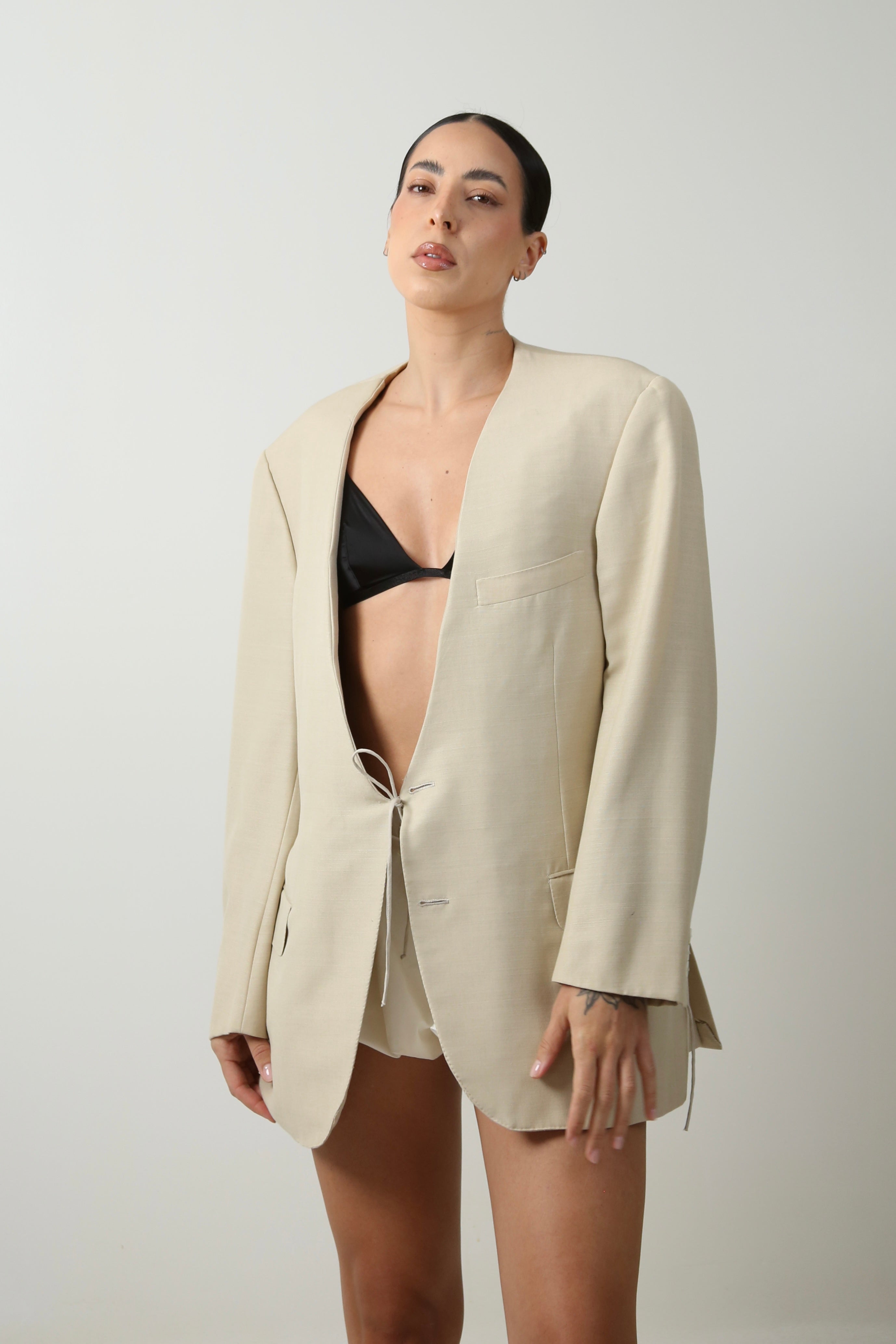 BLAZER KIMONO - TALLA M - BEIGE