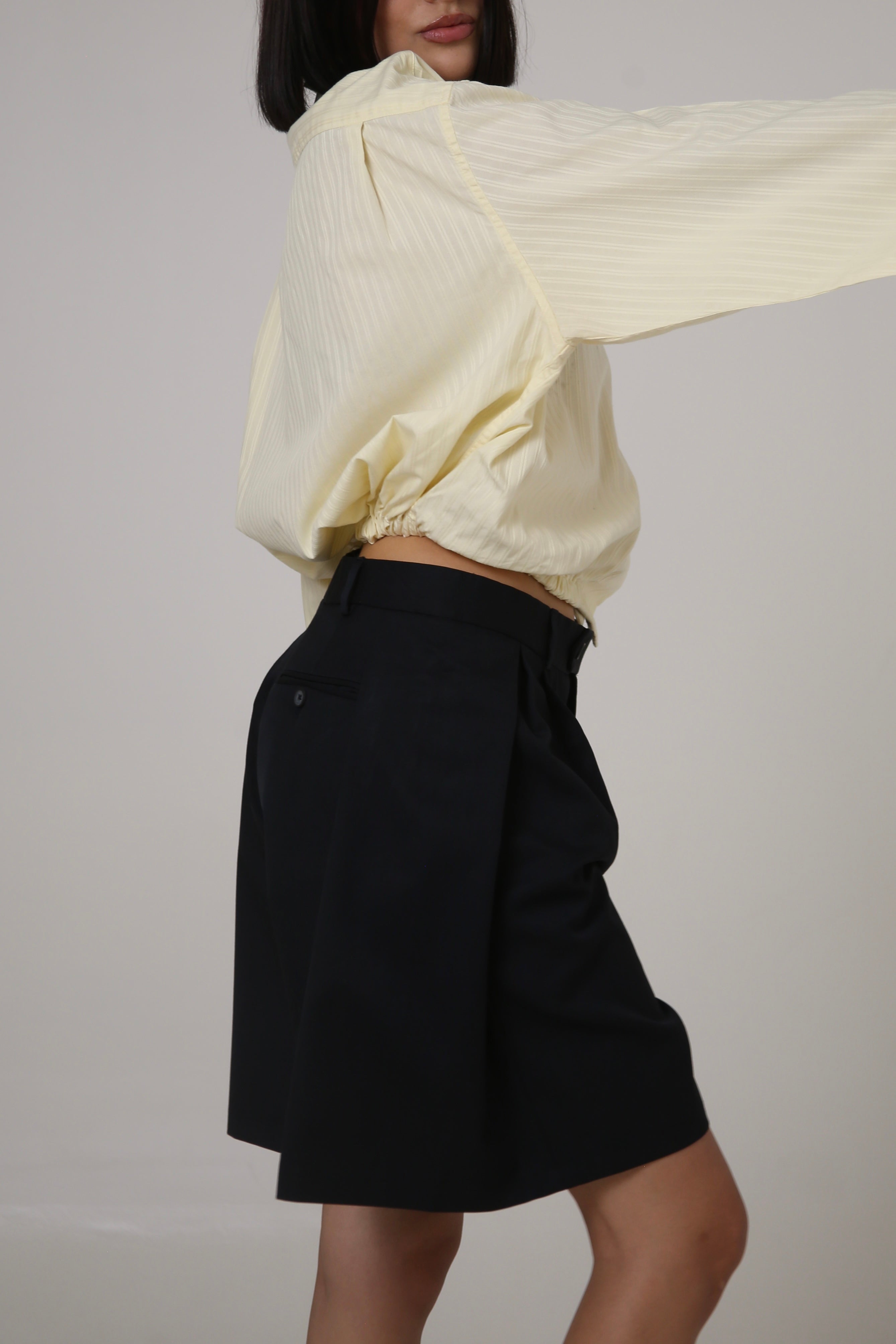 CAMISA NEKKU - TALLA M - AMARILLO TEXTURA RAYAS