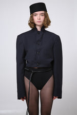 Cargar imagen en el visor de la galería, BLAZER JIN - TALLA S - AZUL MARINO RAYAS
